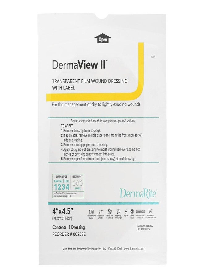 DermaRite's DermaView II Transparent Film Dressing with Border - Frame Style Delivery, Sterile, Individually Wrapped, 4 in. x 4-1/2 in., 1 Count, 50 Packs, 50 Total - Image 3